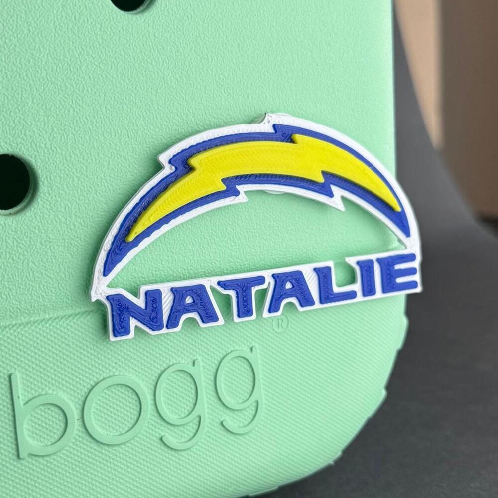 Personalized Chargers Bogg Bag Name Tag, Chargers Bogg Bag Charms